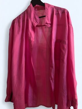 Women's Open-Front Hot Pink Lightweight Shirt Jacket